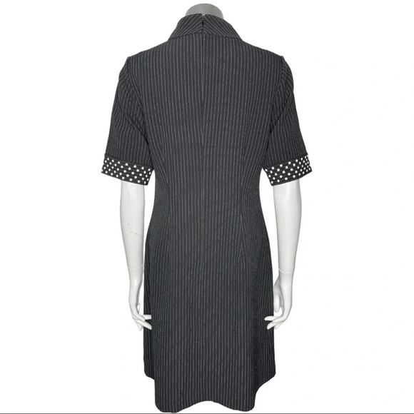 Karl Lagerfeld Paris Pinstripe Dress Pearl Like Sleeve Black White. Size  6 - Picture 3 of 9